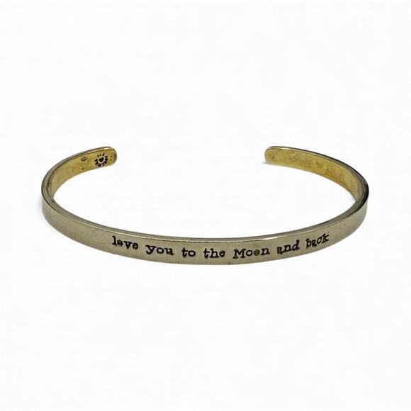 Far Fetched Jewelry - Far Fetched Love You to the Moon and Back Cuff Bracelet Mixed Metals Stamped